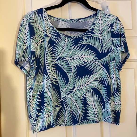 Palm Print Crop Tee - Picture 1 of 3